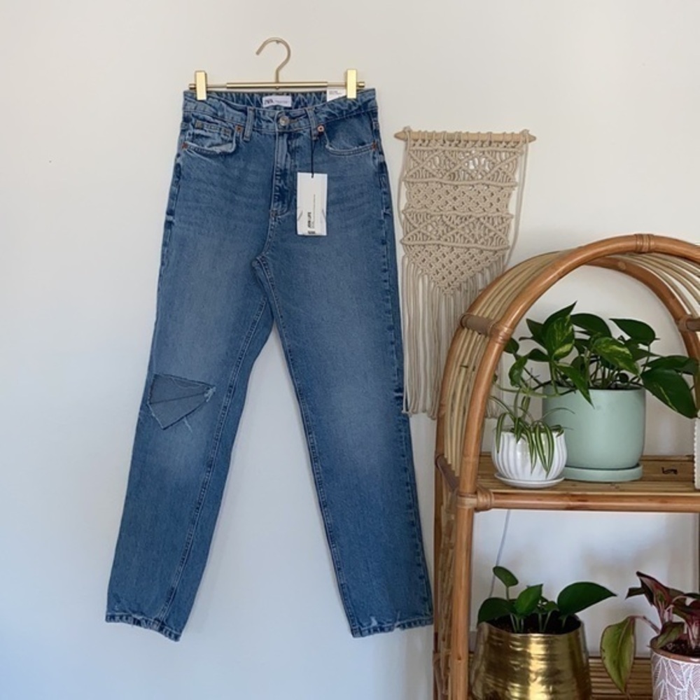 Zara High Rise Ankle Medium Wash Distressed Skinny Jeans Sz.4 NWT!